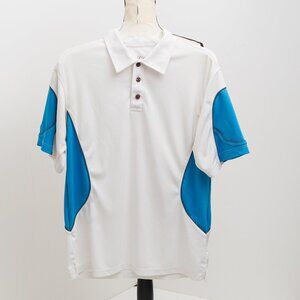 Boo golf apparel shirt with color block turquoise & charcoal gray trim men's S